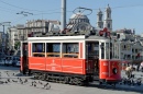 Red Tram in Istanbul, Turkey